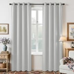 Joydeco Beyaz Perde 220 cm Uzunluğunda 2 Panel Seti, Isı Yalıtımlı Uzun Perde ve Perdeler 2 Burg, Oturma Odası Yatak Odası Penceresi için Oda Karartma Gromet Perdeleri (G132 x U 225 inç, Grimsi Beyaz)