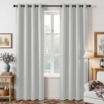 Joydeco Beyaz Perde 220 cm Uzunluğunda 2 Panel Seti, Isı Yalıtımlı Uzun Perde ve Perdeler 2 Burg, Oturma Odası Yatak Odası Penceresi için Oda Karartma Gromet Perdeleri (G132 x U 225 inç, Grimsi Beyaz)
