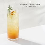JoyJolt 16oz Yivli Highball Bardakları - Cin, Meyve Suyu, Su için 2 Nervürlü Uzun Kokteyl Bardakları - Seçenekler: Highball Gözlük, Kırmızı Şarap Kadehleri