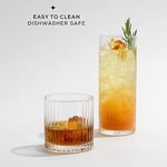 JoyJolt 16oz Yivli Highball Bardakları - Cin, Meyve Suyu, Su için 2 Nervürlü Uzun Kokteyl Bardakları - Seçenekler: Highball Gözlük, Kırmızı Şarap Kadehleri