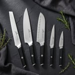 Jumbo Katana Standlı 6 Parça Alman Çeliği Siyah Bıçak Seti