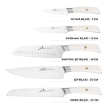 Jumbo Katana Standlı 6 Parça Alman Çeliği Beyaz Bıçak Seti