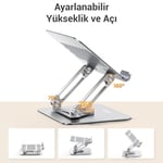 Juo 360° Dönebilen Alüminyum Tablet Standı Yükseklik ve Eğim Ayarlı Metal Tablet Tutucu iPad Pro 13 12 11 Air Mini 5 4 3 Telefon E-Okuyucu Uyumlu