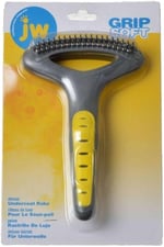 JW Pet Company GripSoft Çift Sıralı Astar Tırmık Köpek Fırçası, Siyah, Sarı, 1