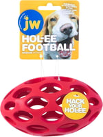 JW Pet Hol-ee Futbol Köpek Oyuncak Bulmaca Topu, Doğal Kauçuk, Orta Boy (15 cm Uzunluk), Renkler Değişebilir - Seçenekler: Medium, L, Mini