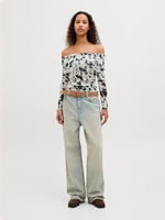JXMINNA MESH LS OFF SHOULDER TOP WVN