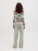 JXMINNA MESH LS OFF SHOULDER TOP WVN