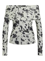 JXMINNA MESH LS OFF SHOULDER TOP WVN