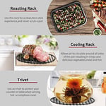 JY COOKMENT Entegre ayaklı kızartma rafı, soğutma kurutucu, emaye kaplamalı mutfak rafı, PTFE içermez, pişirme, kavurma, kurutma, ızgara, bulaşık makinesinde yıkanabilir (25,4 cm x 16,5 cm)