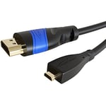KabelDirekt – 2 m – micro-HDMI kablosu (HDMI – Micro-HDMI, iki yönlü – Ultra HD için 4 K @ 60 Hz – Ethernet ile yüksek hız – HDMI 2.0/1.4 ile uyumlu, t - Seçenekler: 2m, 3m, 5m, Standart., Tek kişilik