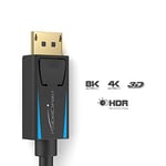 KabelDirekt - 8K / 60Hz DisplayPort Kablosu 1.4 - 2 m - Oyun bilgisayarları/dizüstü bilgisayarları, 4K / 8K oyun monitörleri ve ultra hızlı 144Hz / 165Hz / 240Hz için boşluksuz korumalı DP kablosu