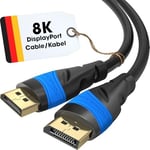 KabelDirekt – 8K DisplayPort Kablo – 2.9m – DP Kablosu, Almanya’da geliştirilmiştir – 0,5-10m arasında mevcuttur (PC/Laptop için Display Port Monitör Kablosu, 8K/4K@60Hz, 144Hz, Dolby Audio, siyah)