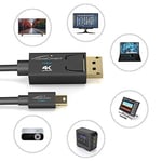 KabelDirekt – Mini DisplayPort/Mini-DP (Thunderbolt)/DisplayPort kablosu – 2m (4K/60Hz ile UHD çözünürlük, sürüm 1.2, bilgisayar ve Mac için, kilitlemeli DP fişi, siyah) - Seçenekler: 2m, 1m, 3m, 5m