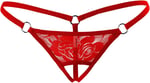 Kadın Açık Kırmızı Dantelli Seksi İç Çamaşırı Fantezi Külot G String