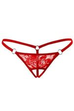 Kadın Açık Kırmızı Dantelli Seksi İç Çamaşırı Fantezi Külot G String