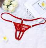 Kadın Açık Kırmızı Dantelli Seksi İç Çamaşırı Fantezi Külot G String
