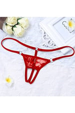 Kadın Açık Kırmızı Dantelli Seksi İç Çamaşırı Fantezi Külot G String