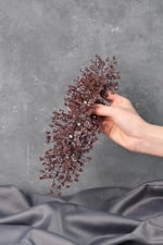Kadın Aksesuar Açık Mor Bade Boncuklu Çiçek Desenli Gelin Kına Tacı