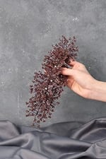 Kadın Aksesuar Açık Mor Bade Boncuklu Çiçek Desenli Gelin Kına Tacı
