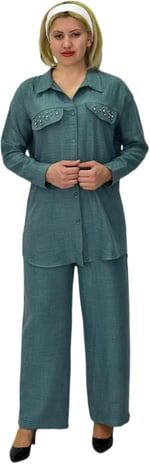 Kadın Ayrobin İkili Bluz Pantolon Takım BGL-ST03710
