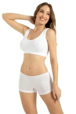 Kadın Beyaz 2'li Paket Bambu Boxer Külot