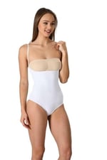 Kadın Beyaz Dikişsiz Ince Askılı 1 Beden Incelten Göğüs Altı Çıtçıtlı Body Korse