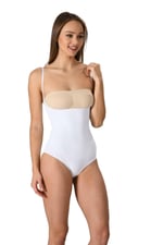 Kadın Beyaz Dikişsiz Ince Askılı 1 Beden Incelten Göğüs Altı Çıtçıtlı Body Korse