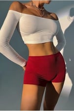 Kadın Bordo Kaşkorse Kumaş Boxer Şort
