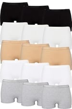 Kadın Boxer, 15'li Paket, Karışık Renk, XL Beden