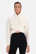 KADIN ÇAPRAZ DETAYLI MODAL SWEATSHIRT