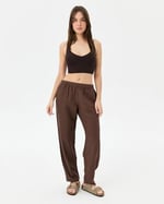 Kadın Easy West Pantolon - Bilek Boy, Paça Pens Detaylı, Keten Karışımı Kumaş, Günlük ve Hafif Spor Pilates/Yoga Kullanım İçin Rahat Pantolon - Bedenler: XS, S, M, L, XL