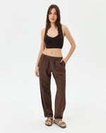 Kadın Easy West Pantolon - Bilek Boy, Paça Pens Detaylı, Keten Karışımı Kumaş, Günlük ve Hafif Spor Pilates/Yoga Kullanım İçin Rahat Pantolon - Bedenler: XS, S, M, L, XL