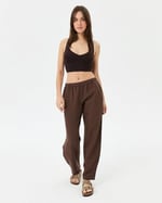 Kadın Easy West Pantolon - Bilek Boy, Paça Pens Detaylı, Keten Karışımı Kumaş, Günlük ve Hafif Spor Pilates/Yoga Kullanım İçin Rahat Pantolon - Bedenler: XS, S, M, L, XL