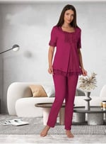 Kadın Ekru Hamile Lohusa Pijama Takımı (Ekru / 2XL)