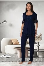 Kadın Ekru Hamile Lohusa Pijama Takımı (Ekru / 2XL)