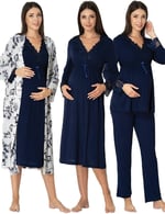 Kadın Ekru Hamle Lohusa Sabahlıklı Gecelik Ve Pjama Takımı 4'lü Set