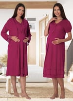 Kadın Ekru Sabahlıklı Hamile Lohusa Gecelik Takım (Ekru / 2XL)-Effortt8025-19804IGP27167922