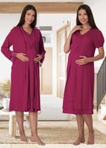 Kadın Ekru Sabahlıklı Hamile Lohusa Gecelik Takım (Ekru / 2XL)-Effortt8025-19804IGP27167922