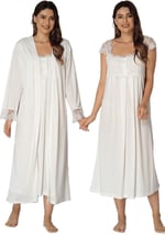 Kadın Ekru Sabahlıklı Hamile-Lohusa Gecelik Takımı, 2XL, PIJEFF2302-19804IGP259828