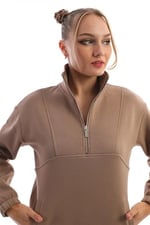 Kadın Eşofman Takımı Pamuklu Dik Yaka Slim Fit