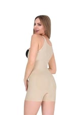 Kadın Fermuarlı Agraflı Askılı Kısa Paça Ten Body Korse 9033