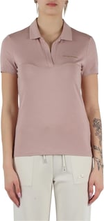 Kadın Gold İşlemeli EA7 Logolu Polo Yaka Kısa Kollu Pembe Polo Yaka T-Shirt 7W000266 AF12500-U4079