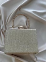 Kadın Gold Simli Abiye, Clutch Gece Çantası