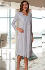 Kadın Gri Hamile Lohusa Gecelik (Gri/L)-BS2404EF-869BST0017076