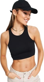 Kadın Halter Yaka Siyah Crop Top Bluz