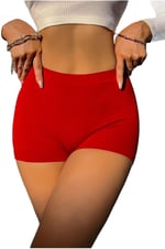 Kadın Kırmızı Kaşkorse Kumaş Boxer Şort