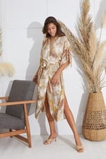 Kadın Kısa Kol Uzun Bej Kimono C9T5N651