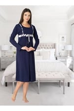 Kadın Lacivert Hamile Lohusa Gecelik, S, PIJEFF8083-86D0018318313