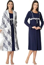 Kadın Lacivert Hamile Lohusa Sabahlık Ve Gecelik Takım (Lacivert / 2XL)