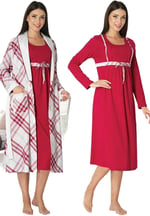 Kadın Lacivert Hamile Lohusa Sabahlık Ve Gecelik Takım (Lacivert / 2XL)